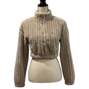 SHEIN Half-Zip Cropped Fleece Pullover